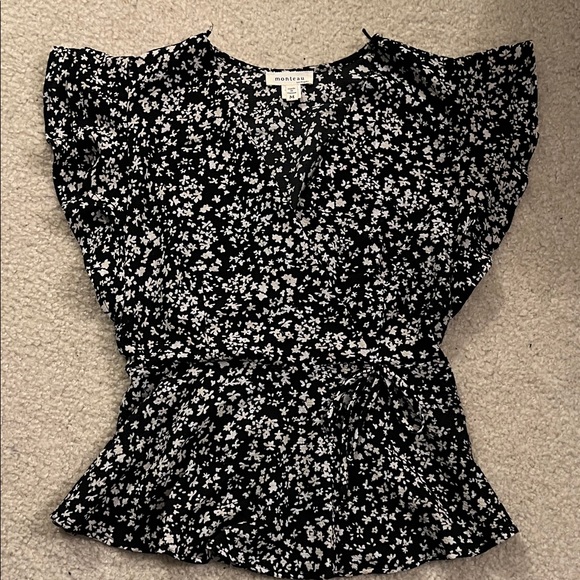 Monteau Black and White Floral Blouse - Picture 1 of 3